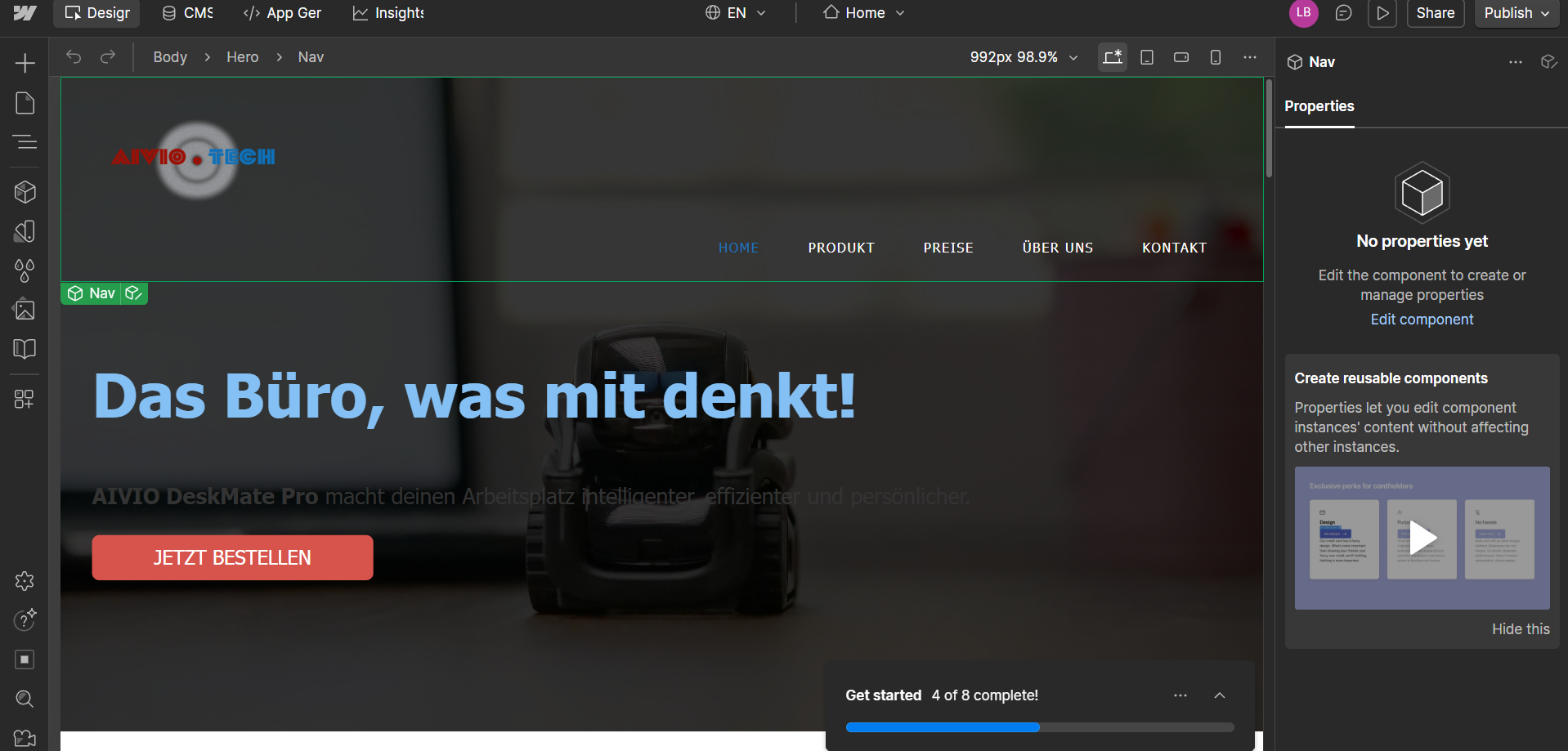 Aivio Tech Webseite in Webflow